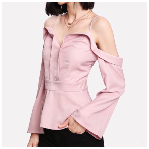 Pink Drop Sleeve Off Shoulder Top - Picture 6 of 6